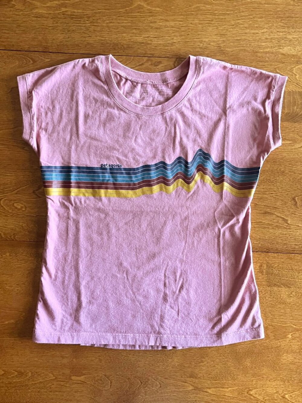 Patagonia pink mountain stripe tee M 10